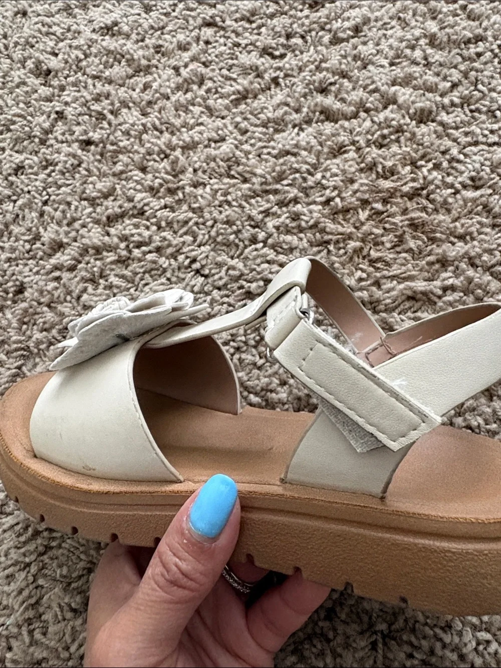 White Floral T-Strap Sandals